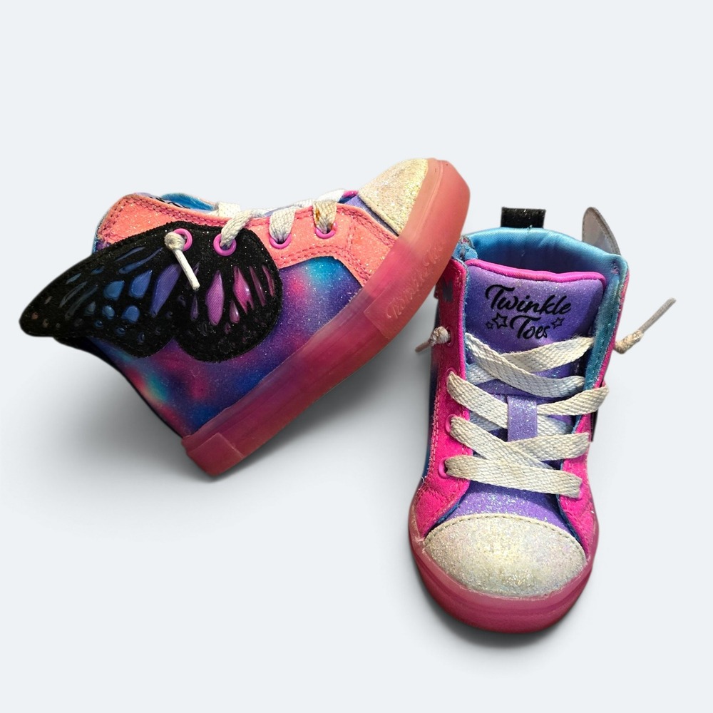 Skechers Twinkle Toes Light Up Butterfly Galaxy Sneakers Toddler Girls Size 6